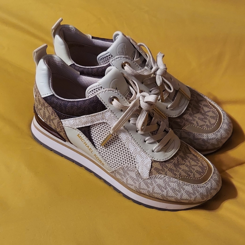 Michael Kors Brown And Cream Tennis Shoes Women's Size 7